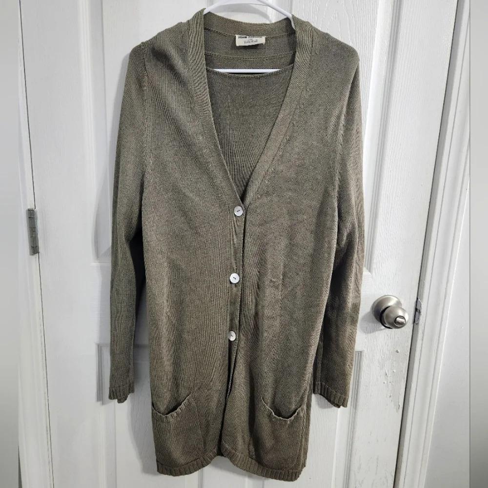 Vintage John Patrick for geoda design green open knit cardigan set beachy Large - Picture 2 of 16